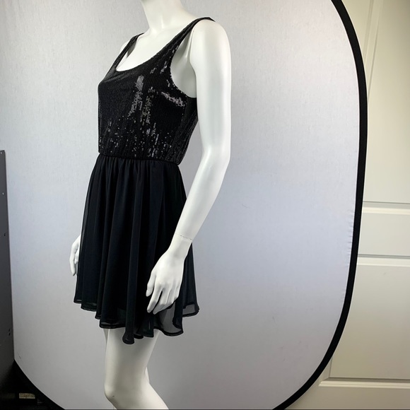 Sequin Ballerina Skate Chiffon Little Black Dress - Picture 12 of 14